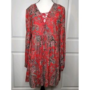 Free People Rain Or Shine‎ Dress Floral Paisley Size Small Boho Hippie
